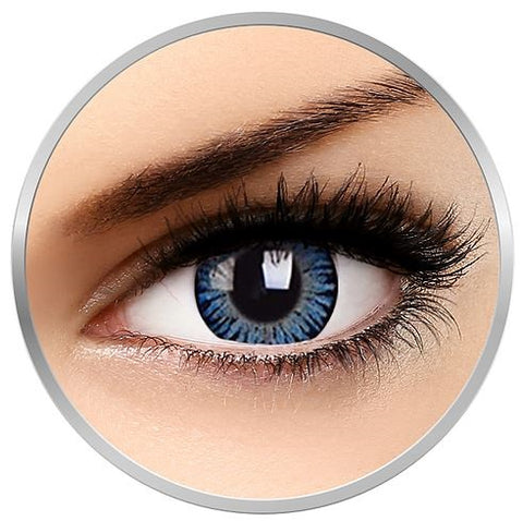 Tritone blue colored contact lenses 1 pr + satin drawstring bag + lenses case